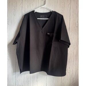 FIGS Technical Collection Black V Neck Scrub Top Short Sleeve XX Large